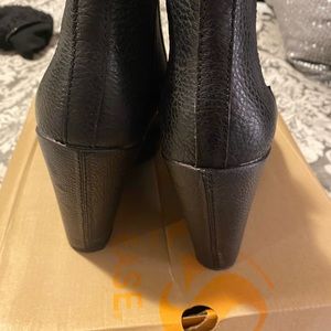 Size 10 leather Kork wedge booties